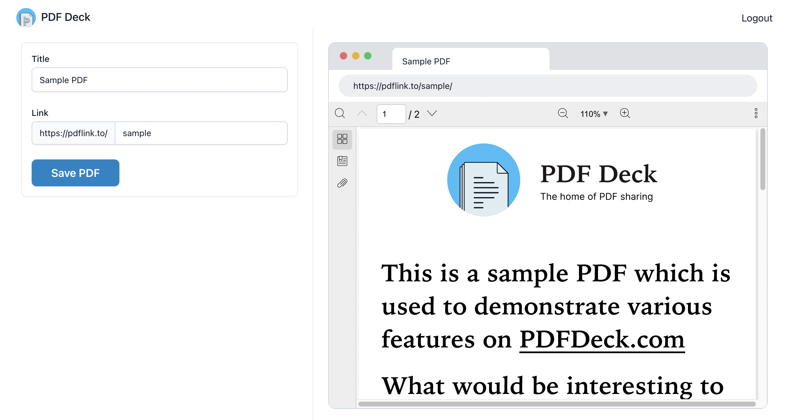 PDF Deck Uploading a PDF to share