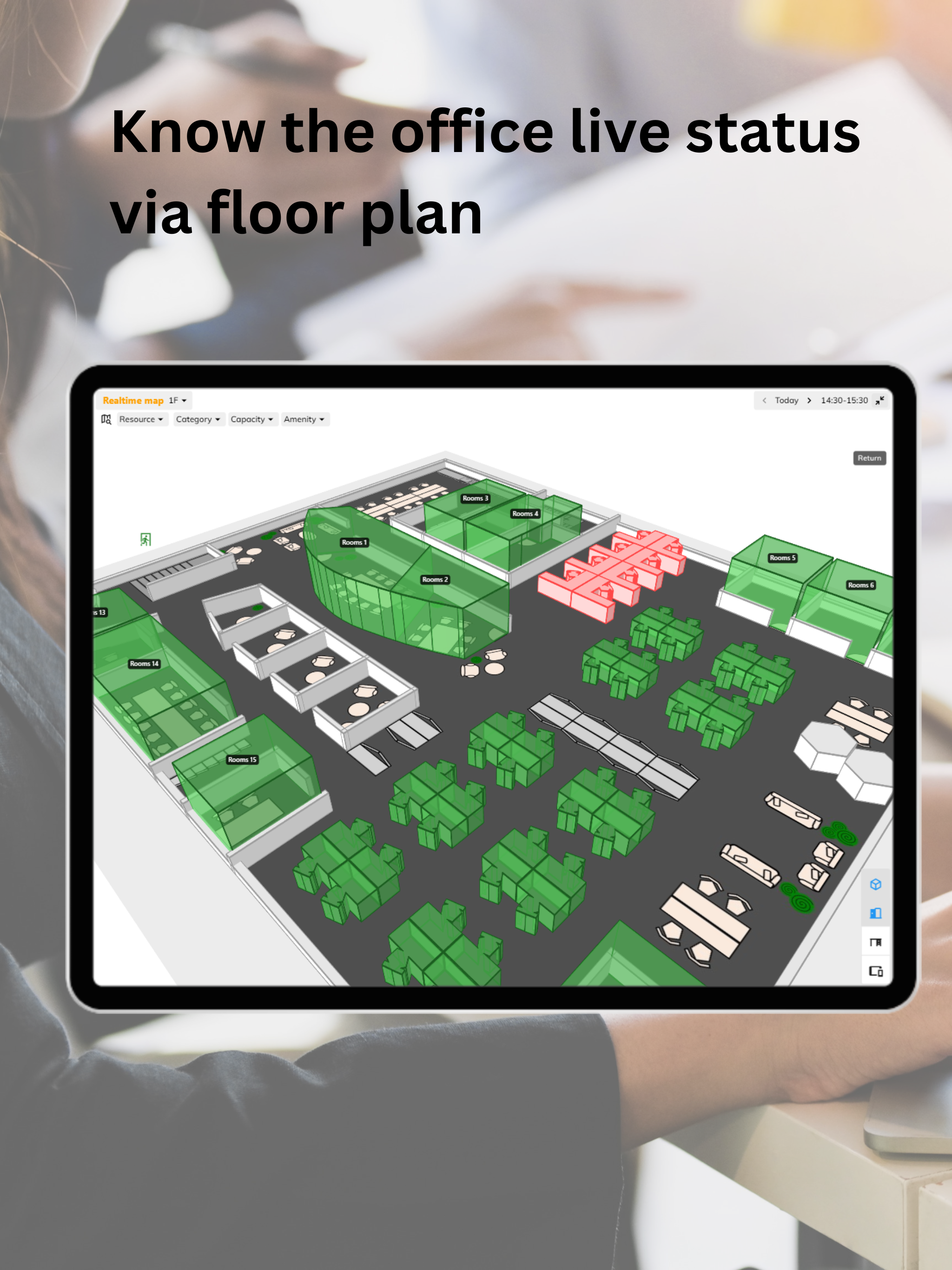 Offision Know the office live status via floor plan