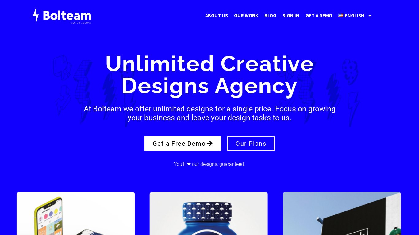 Bolteam Landing page