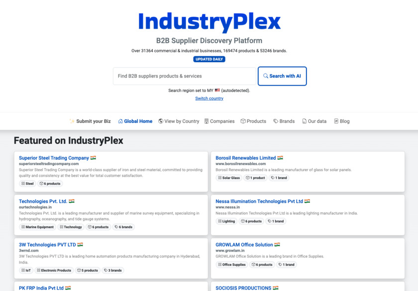 IndustryPlex Landing Page