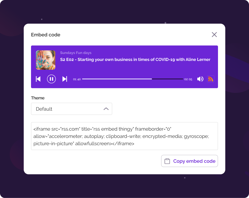 RSS.com Embedded Podcast Player