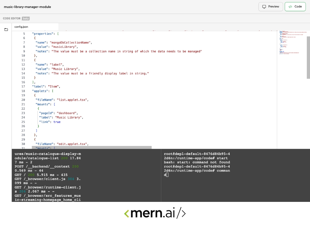MERN.AI Built-in IDE