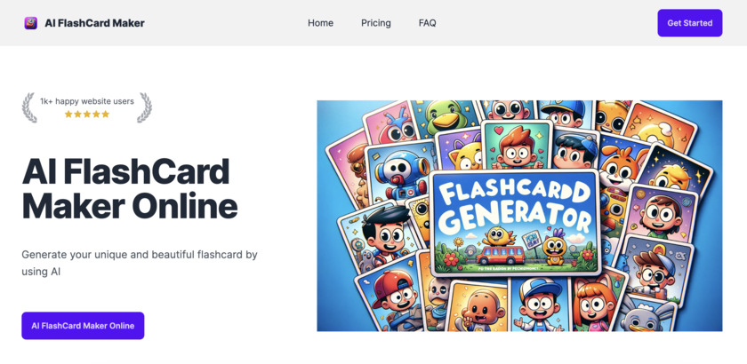 FlashCard Maker Online Landing Page
