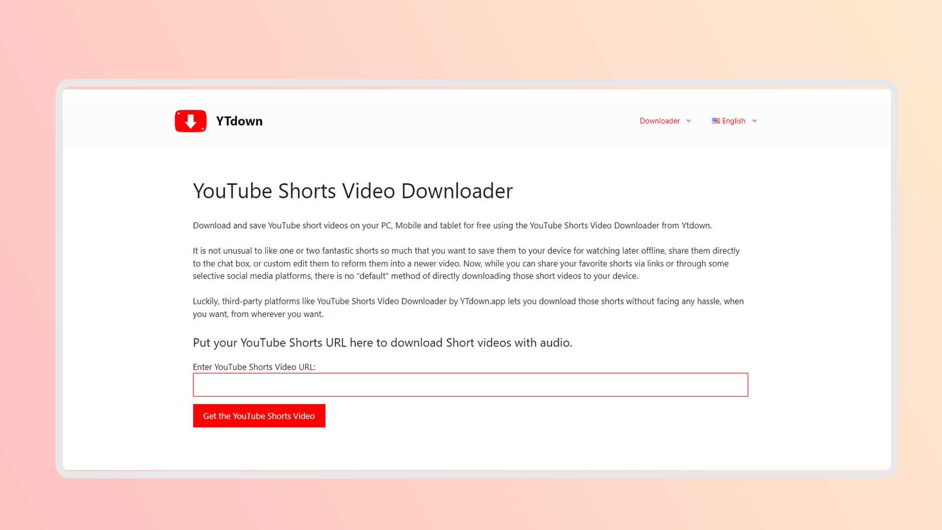 YTdown Ytdown - YouTube Shorts Video Downloader