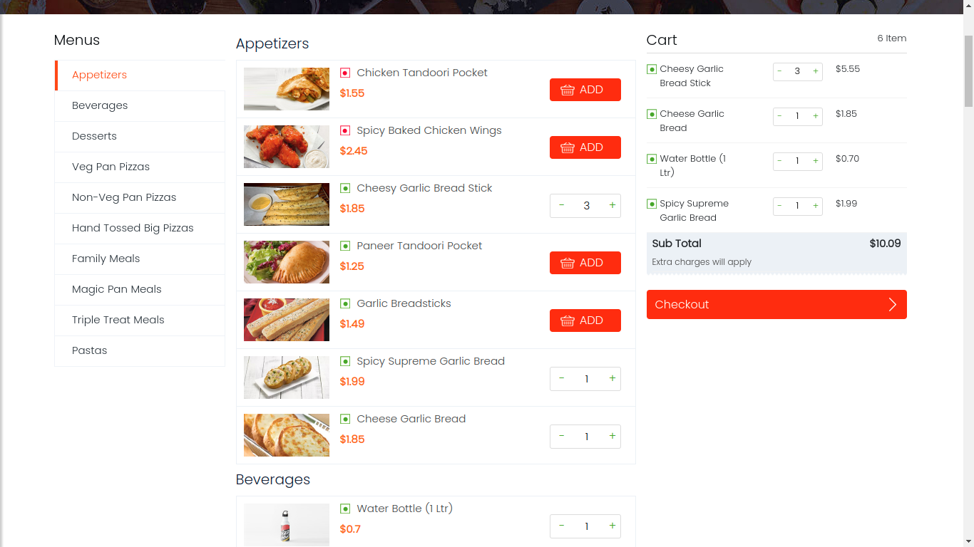 Outfleet Food Delivery Website Ordering