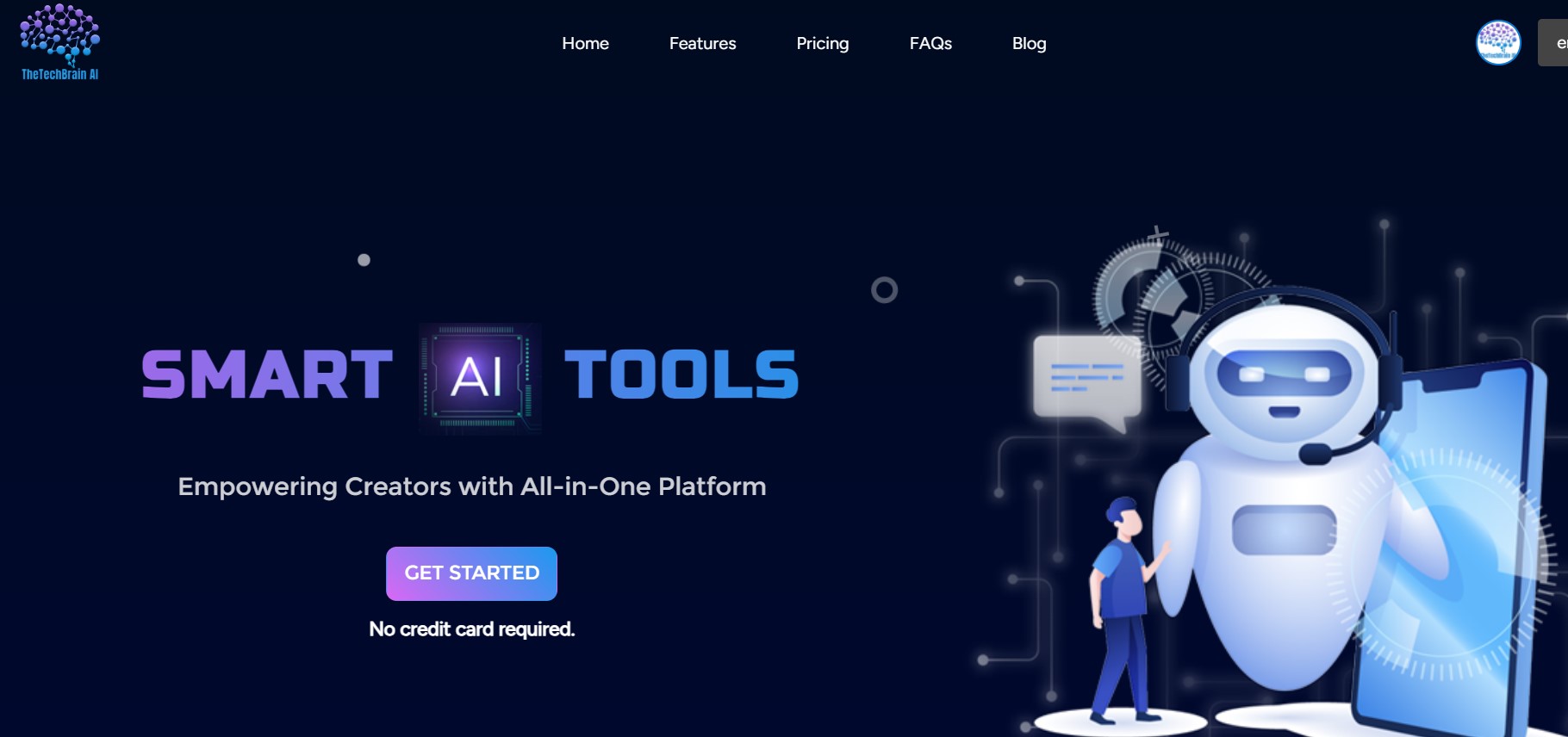 The TechBrain AI smart ai tools main homepage