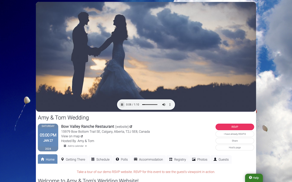PartyLabz Wedding Website Example