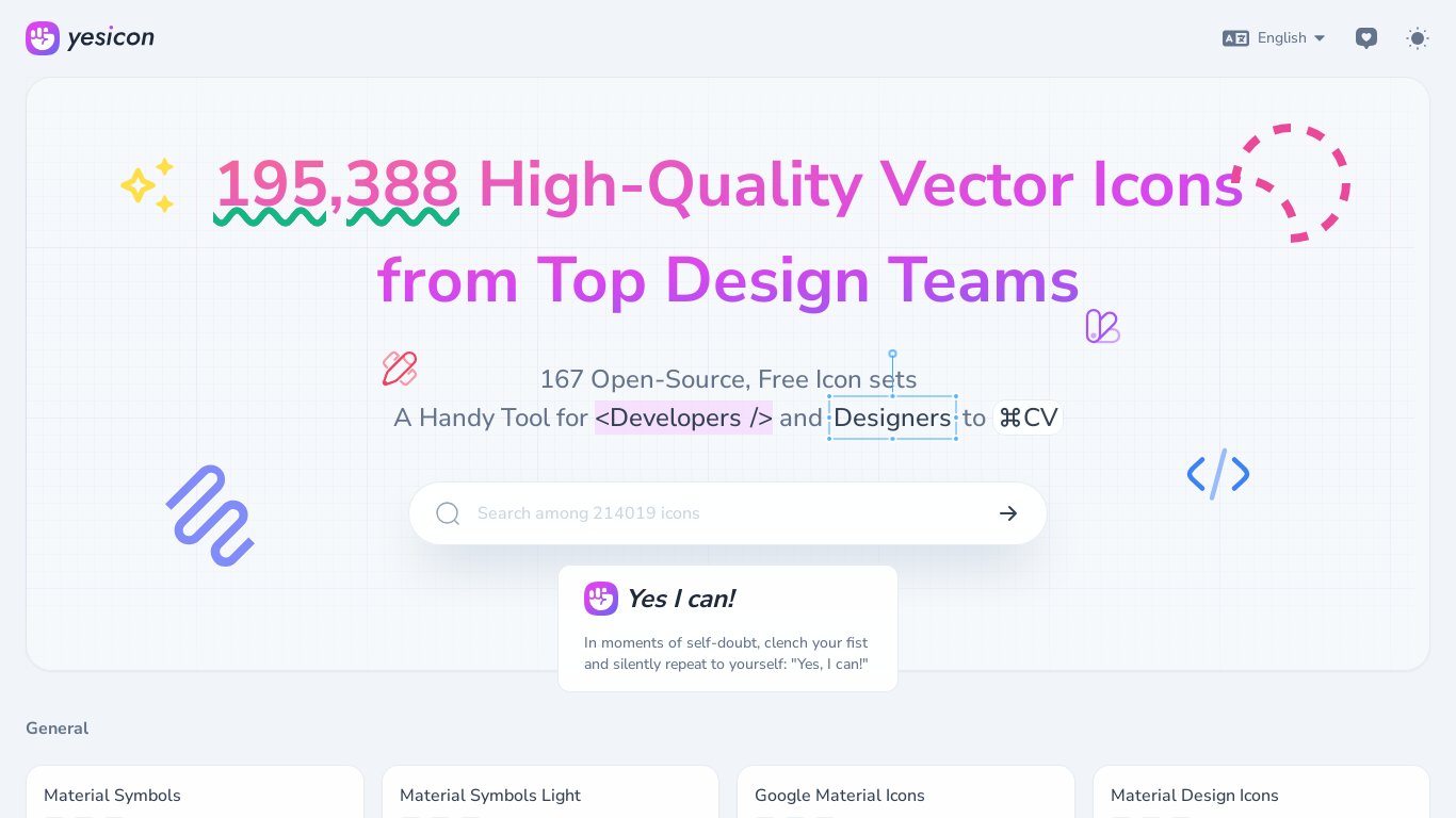 Yesicon Landing page