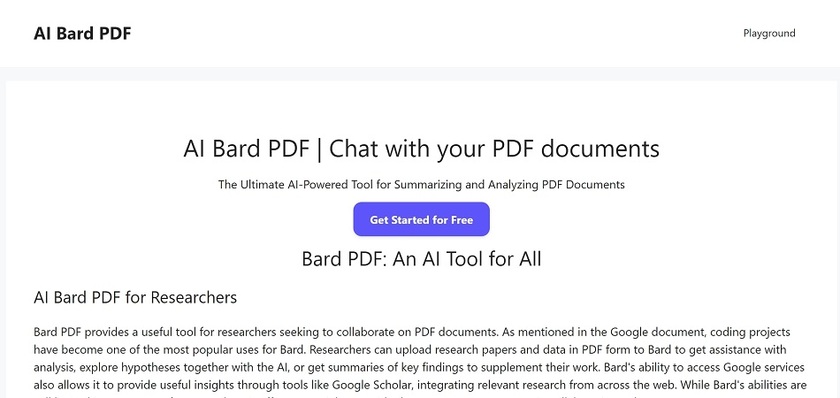 AI Bard PDF Landing Page