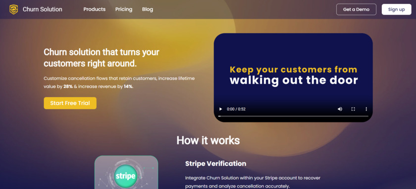 Churn Solution Landing Page