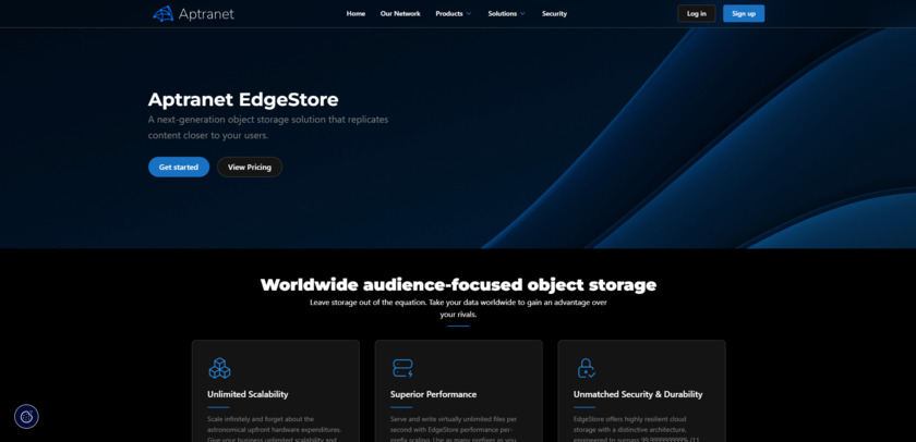 Aptranet EdgeStore Landing Page