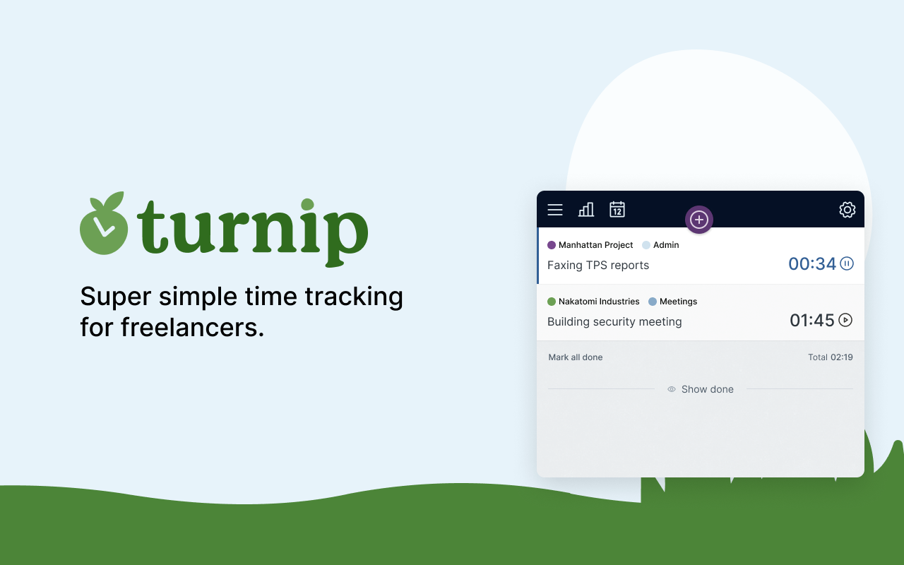 Turnip Super simple time tracking for freelancers