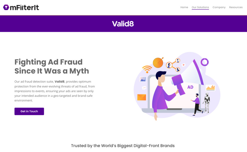 Valid8 by mFilterIt Landing Page