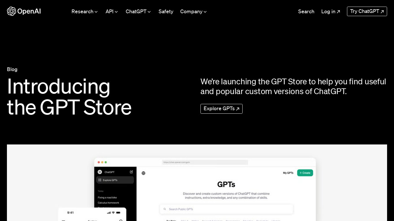 GPT Store Landing page