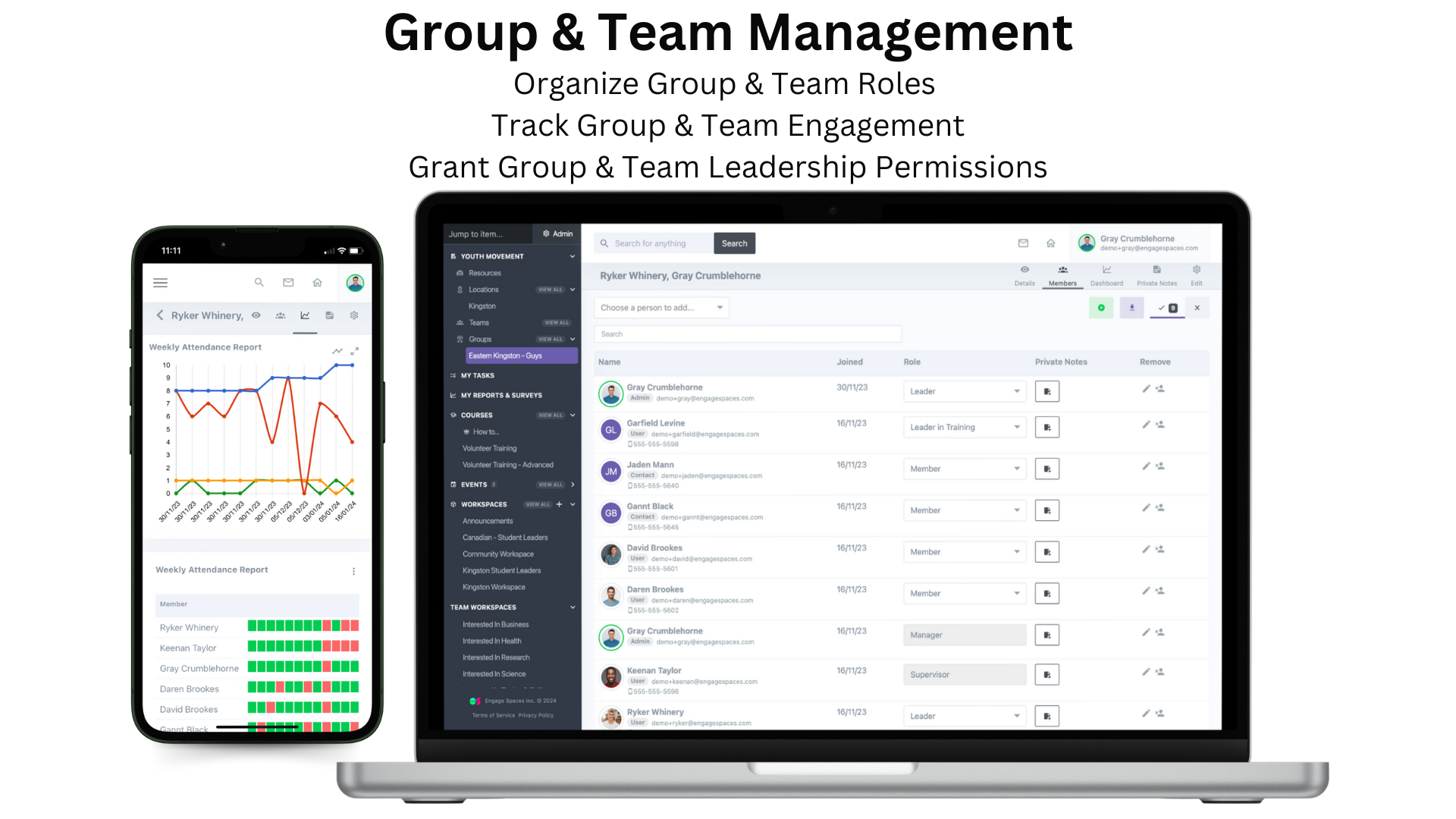 Engage Spaces Group and Team Management