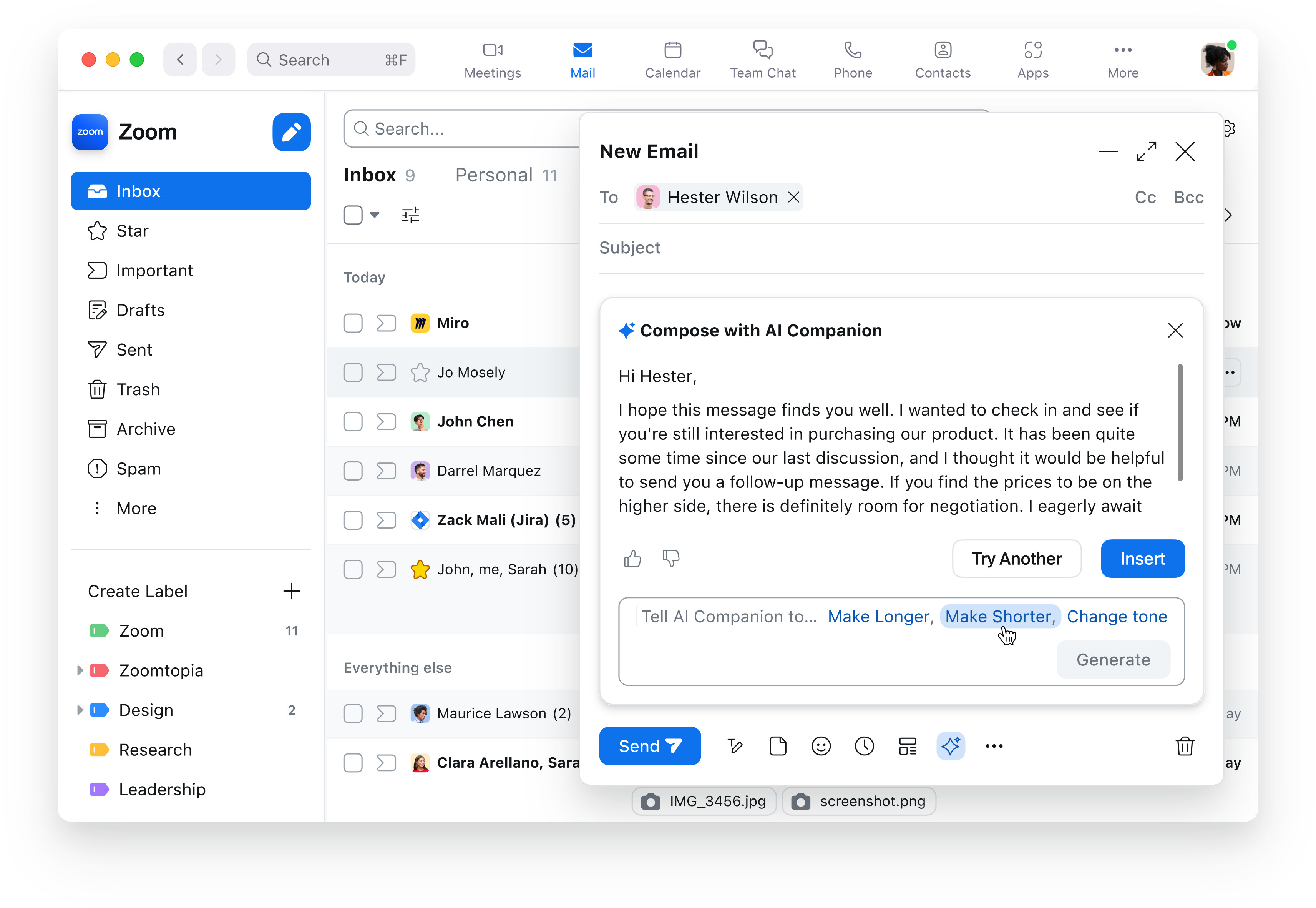 Zoom Zoom Mail - Email Compose with Zoom AI Companion