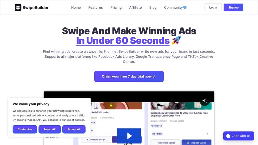 SwipeBuilder.io Landing Page