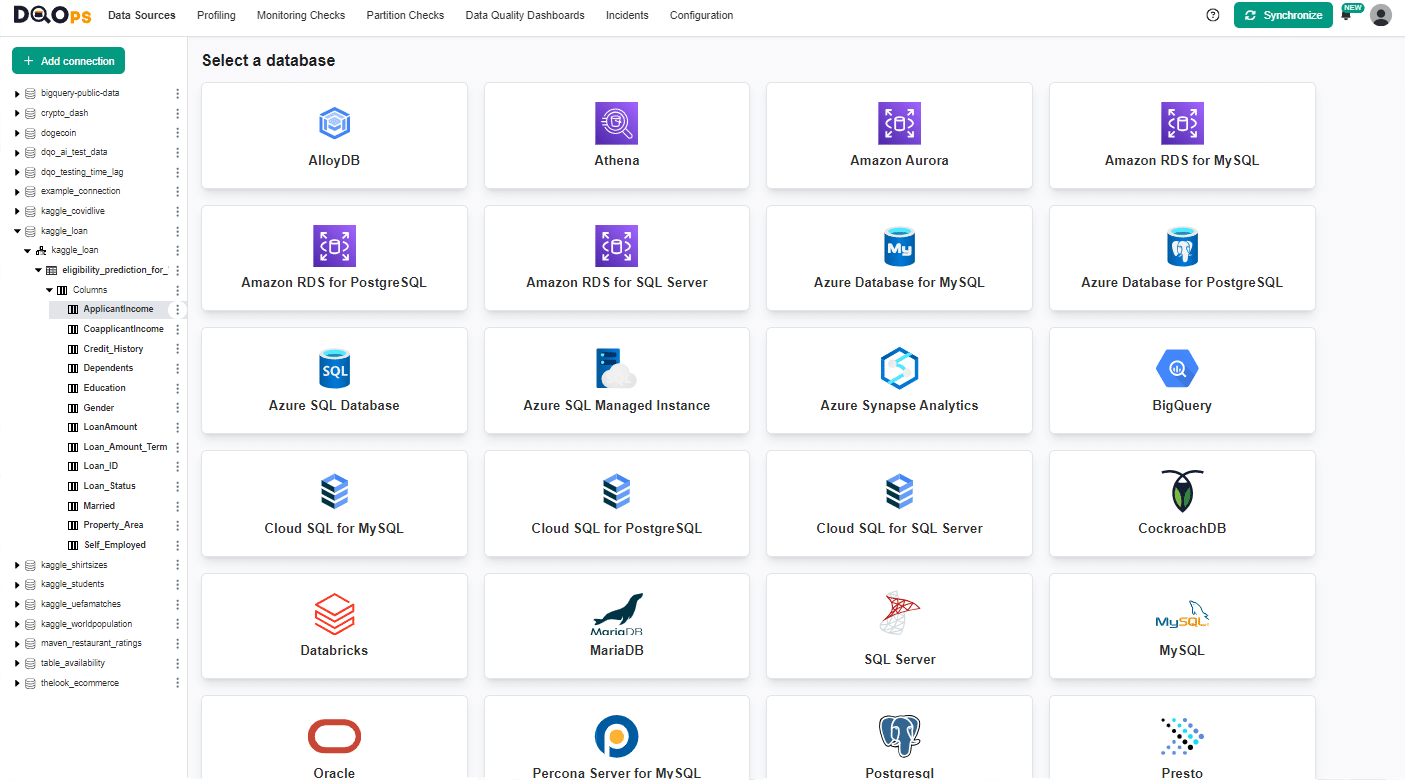 DQOps DQOps supports the most popular data sources