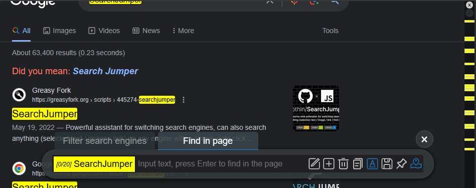SearchJumper highlight