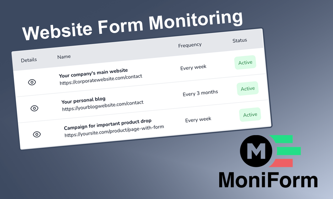 MoniForm Form monitoring screenshot
