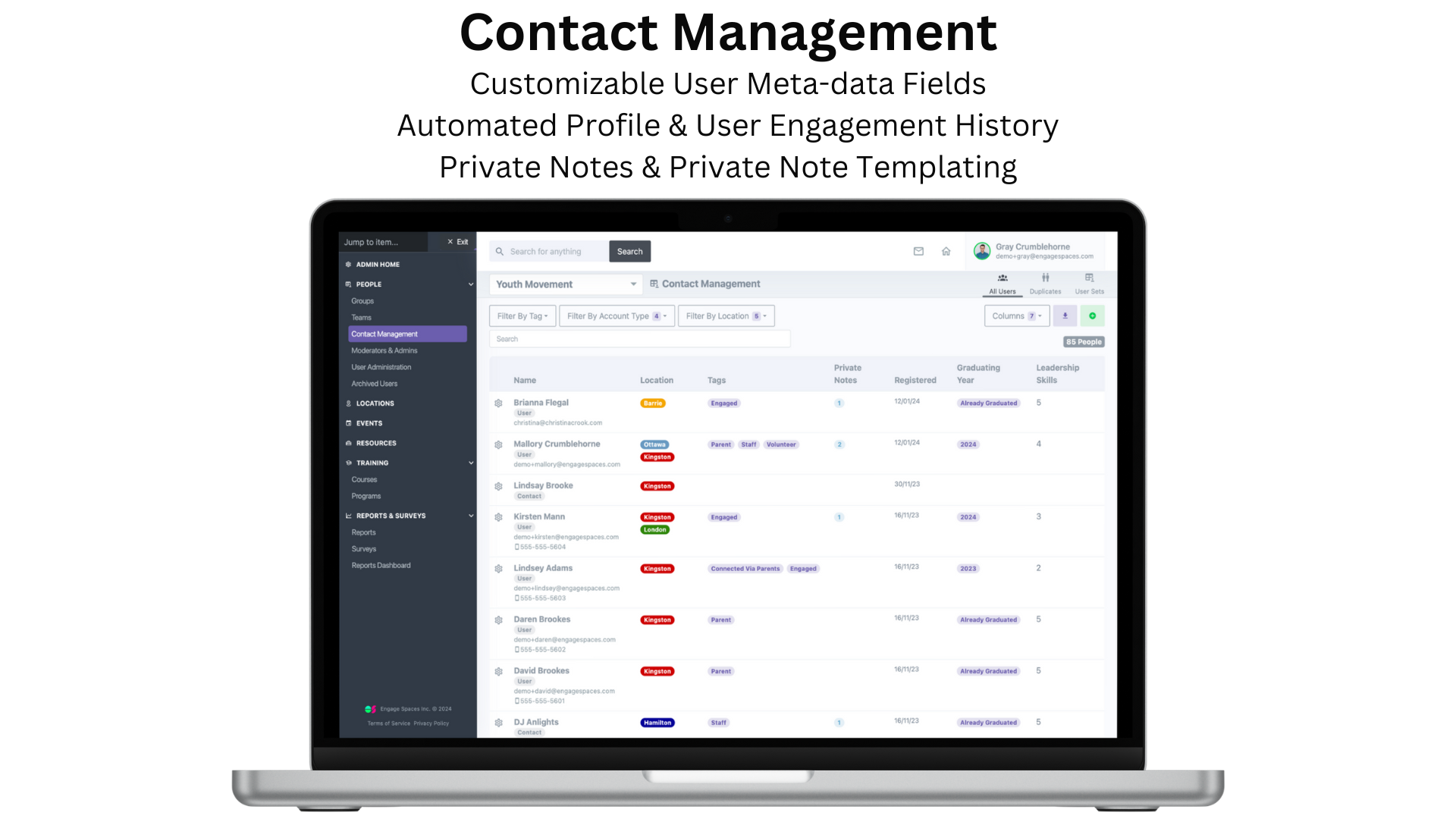 Engage Spaces Contact Management