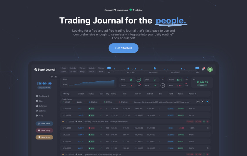 Stonk Journal Landing Page