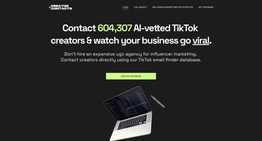 Creator Contacts Landing Page