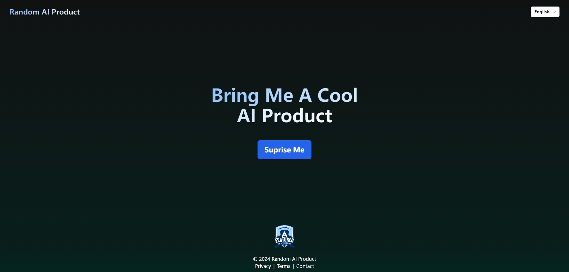 Random AI Product Home Page