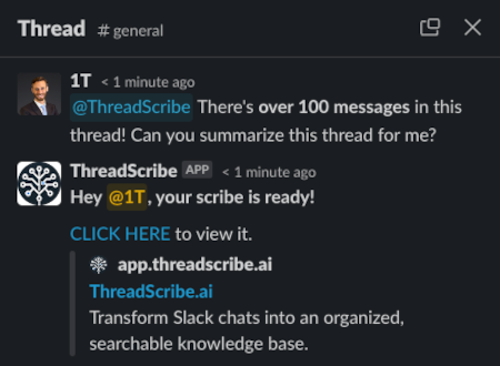 ThreadScribe.ai Using ThreadScribe to summarize long threads