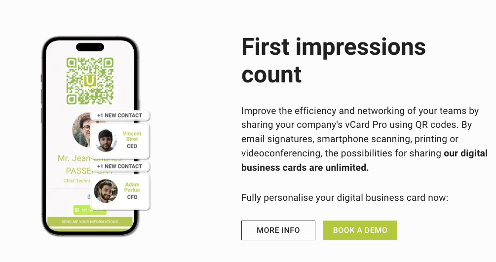 Unitag.io First impression - digital business card