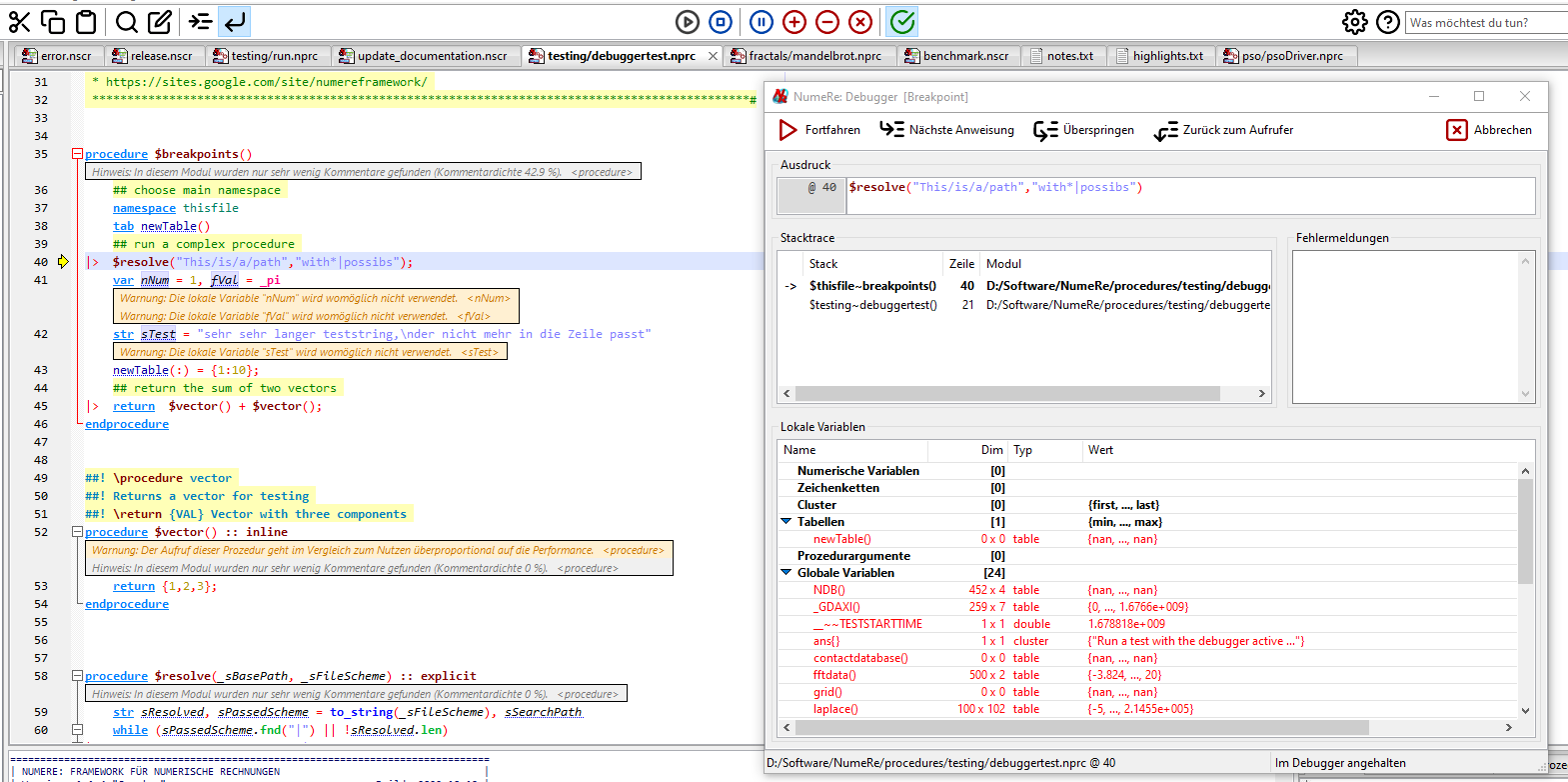 NumeRe Debugger and static code analyzer