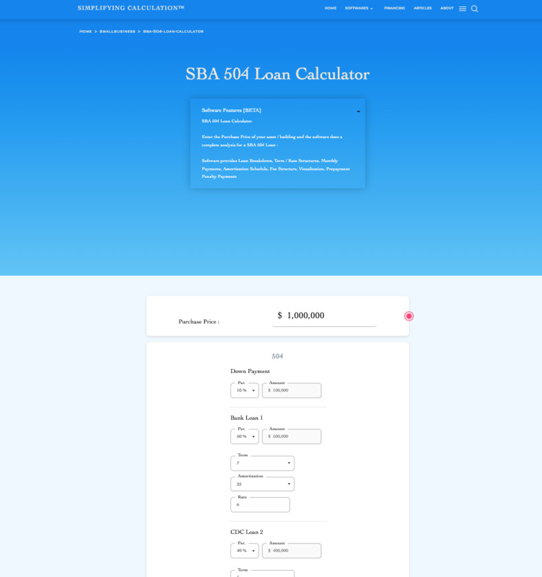 Simplifying Calculation Landing Page