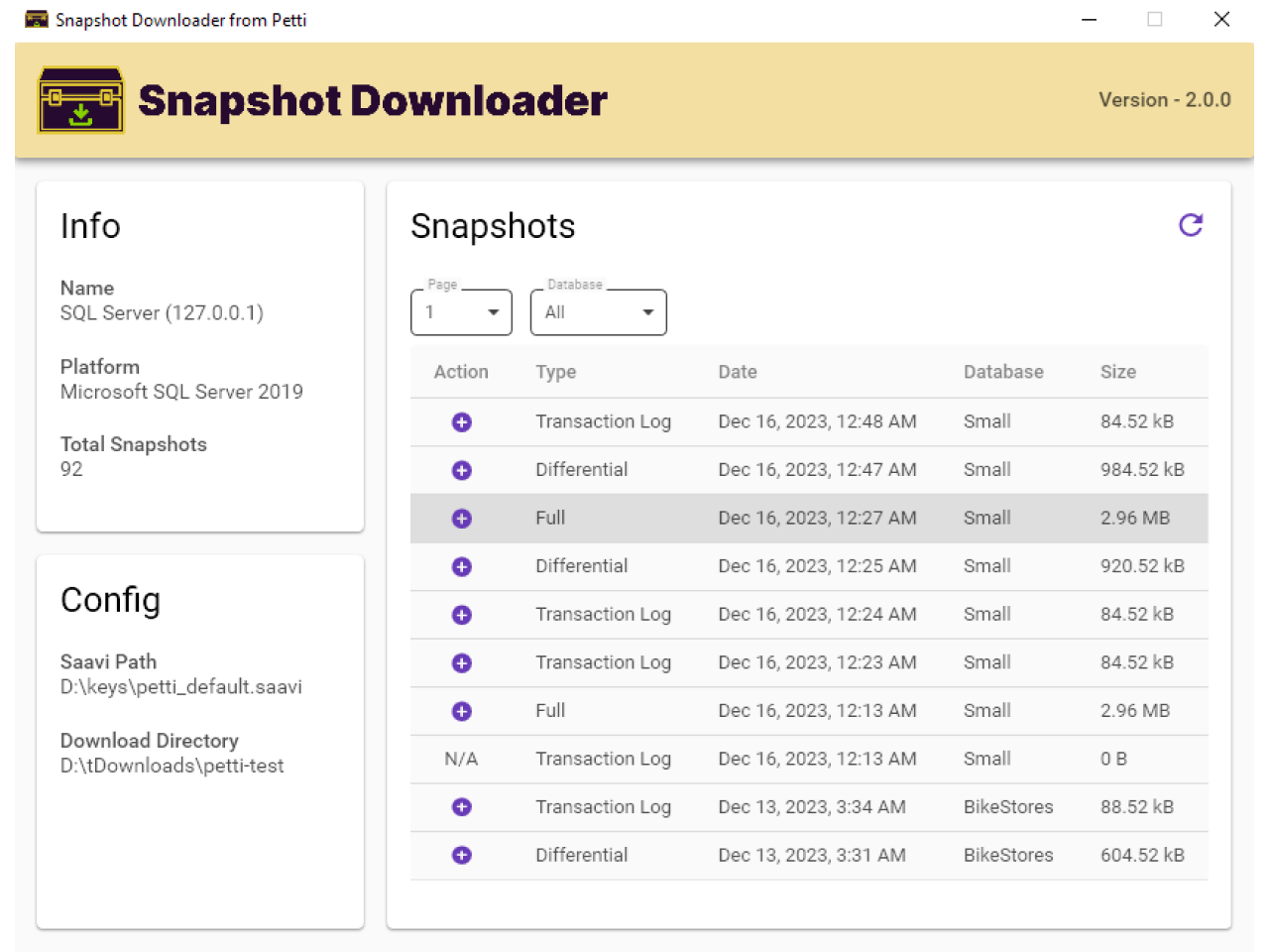 Petti Snapshot Downloader (Windows) - List Snapshots