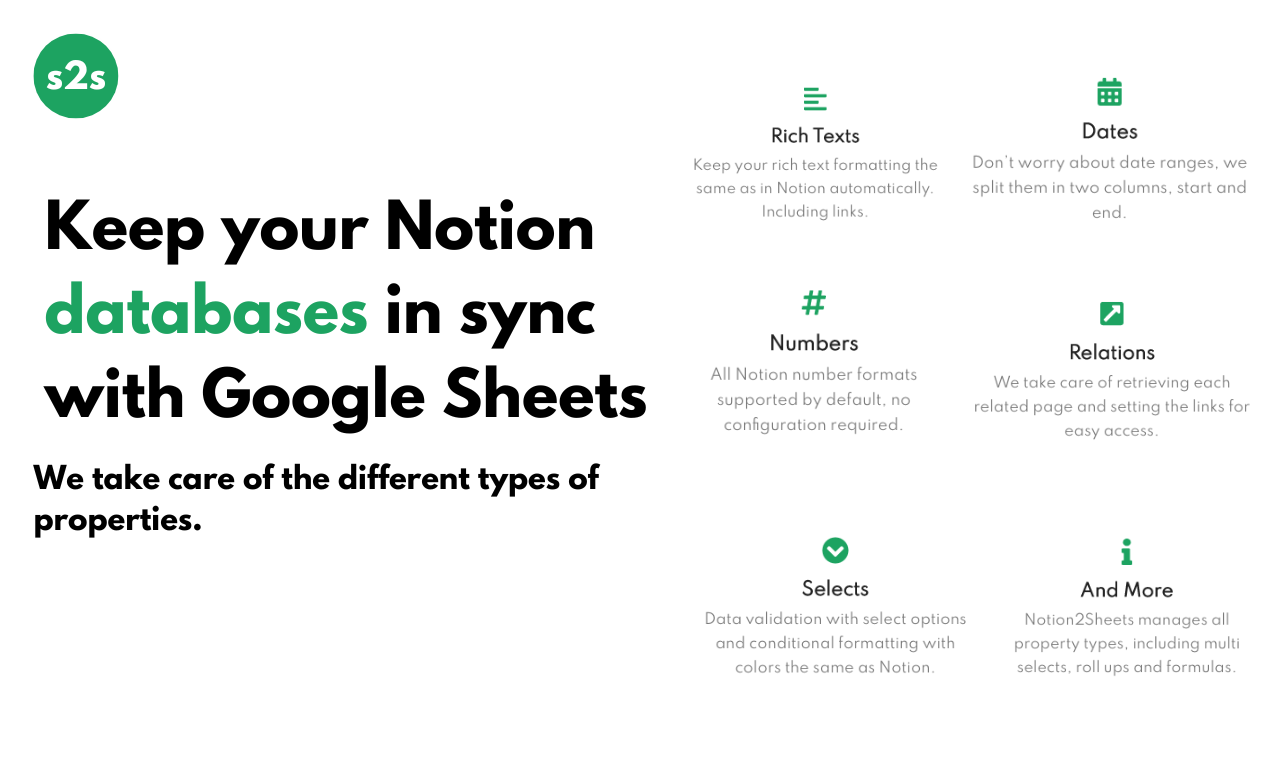 Sync2Sheets Keep your Notion databases in sync with Google Sheets