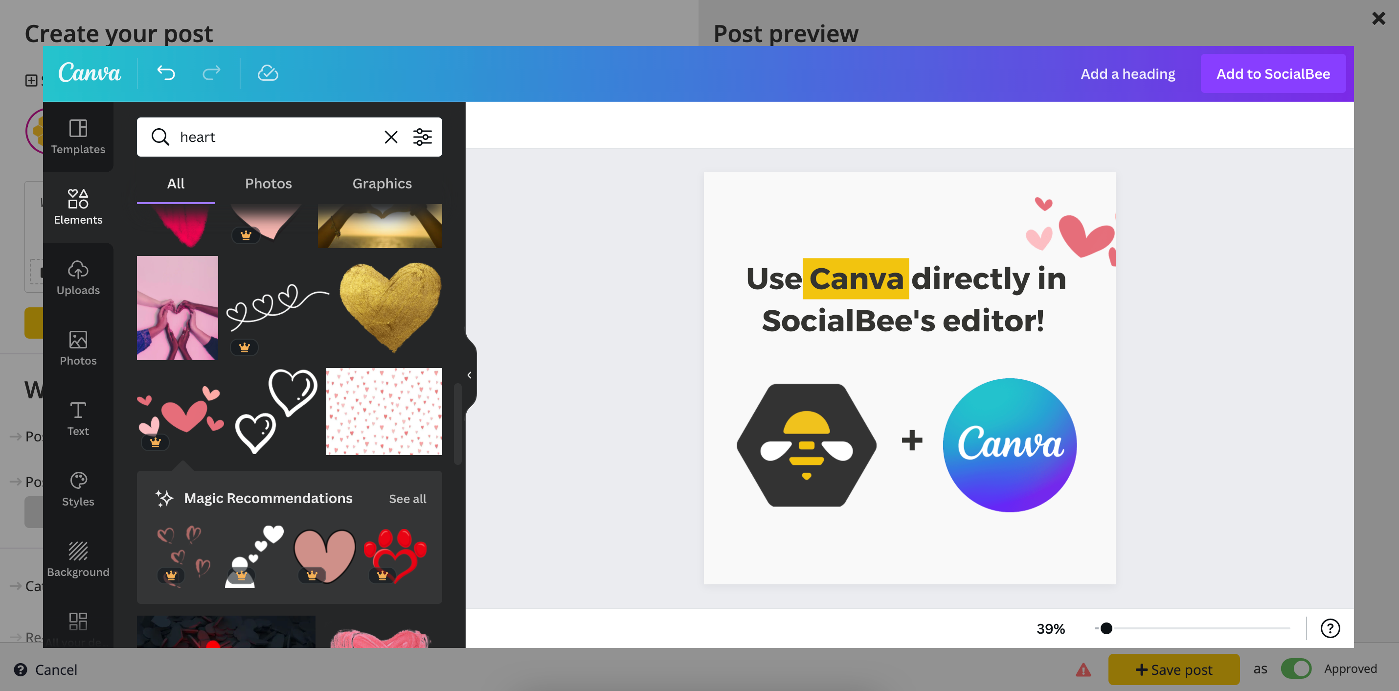 SocialBee Canva Integration for Content Creation