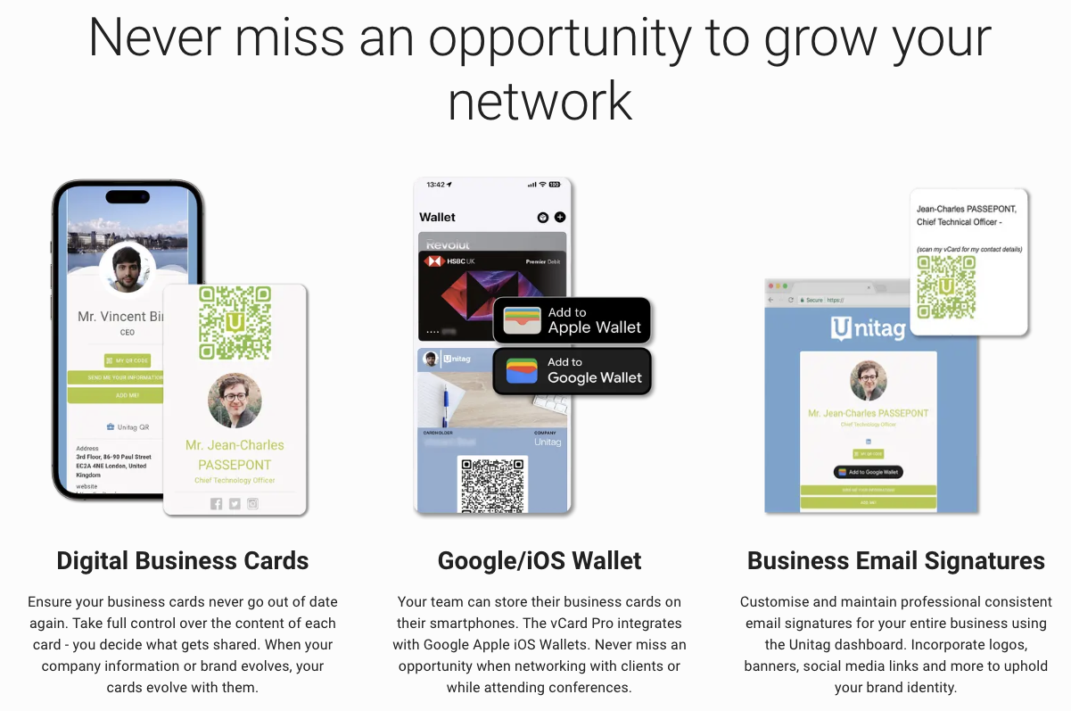 Unitag.io Grow your network - digital business card