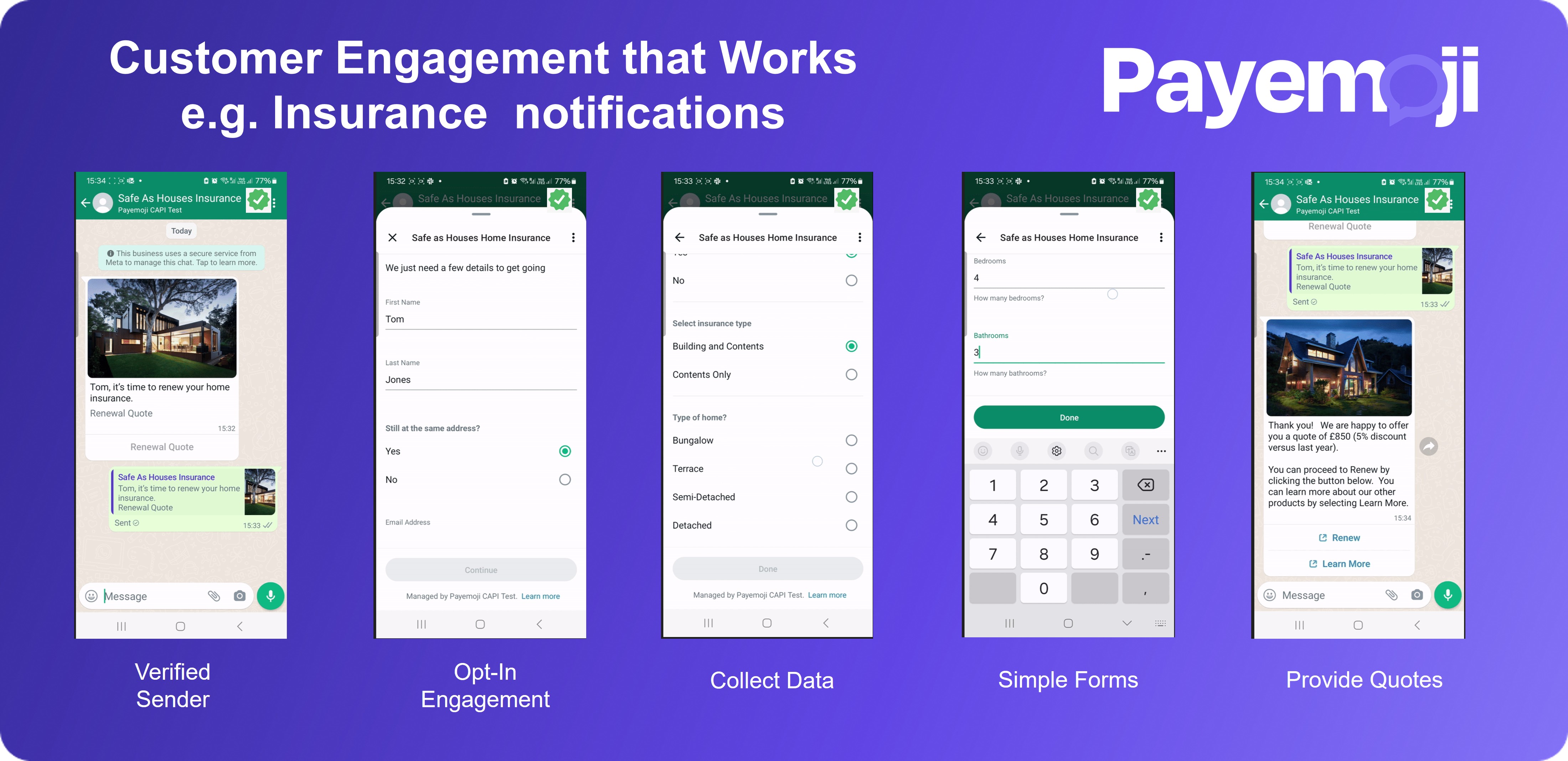 Conversational commerce Payemoji customer engagement - insurance notifications