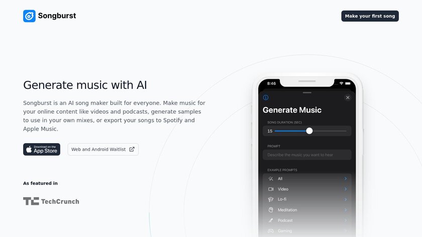Songburst AI Landing Page