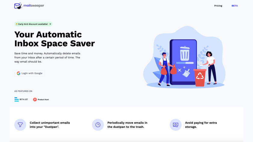 MailSweeper Landing Page