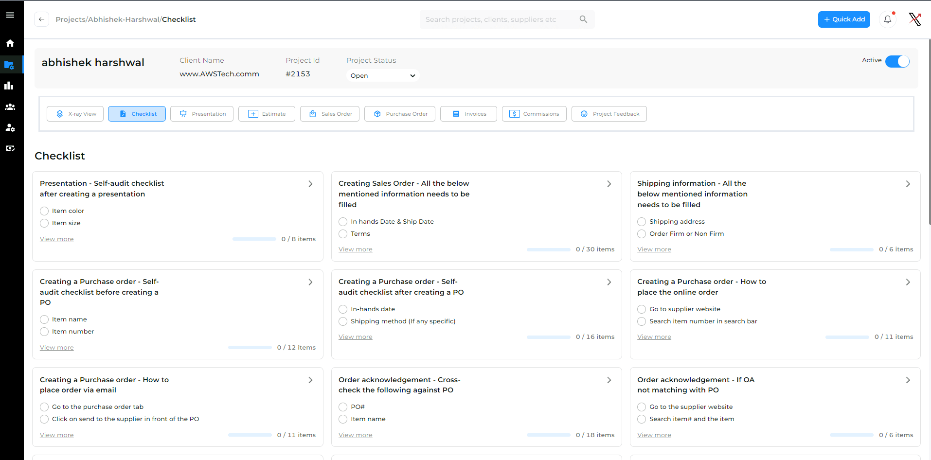 PromoXcrm Checklist Page