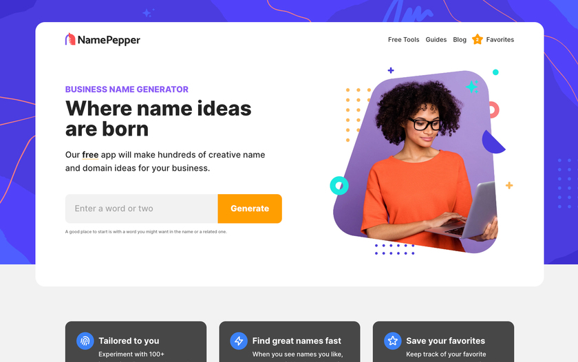NamePepper Landing Page