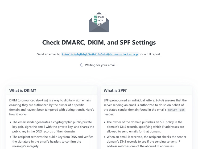 DMARC Checker App Landing Page