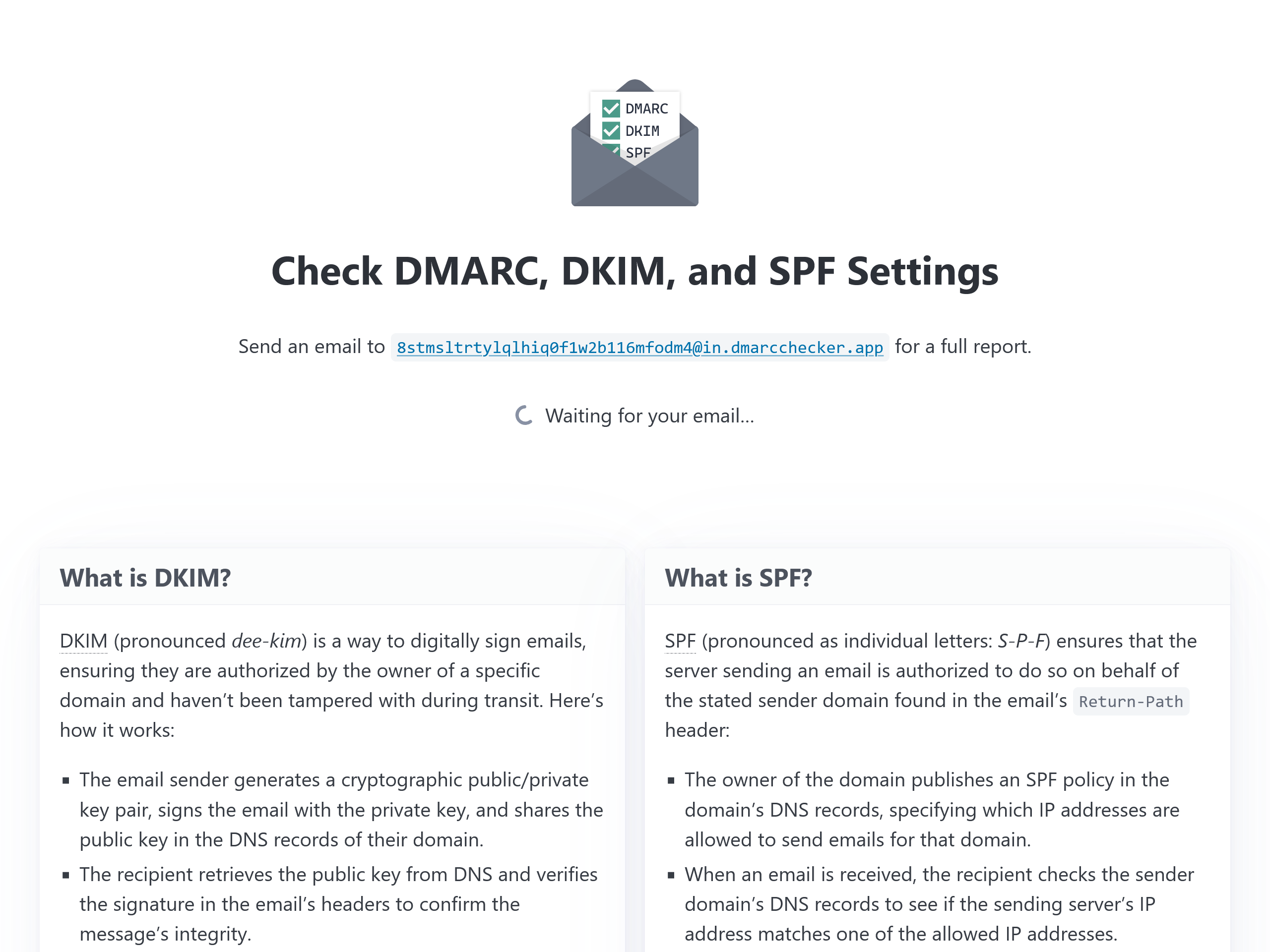 DMARC Checker App DMARC Checker Landing Page