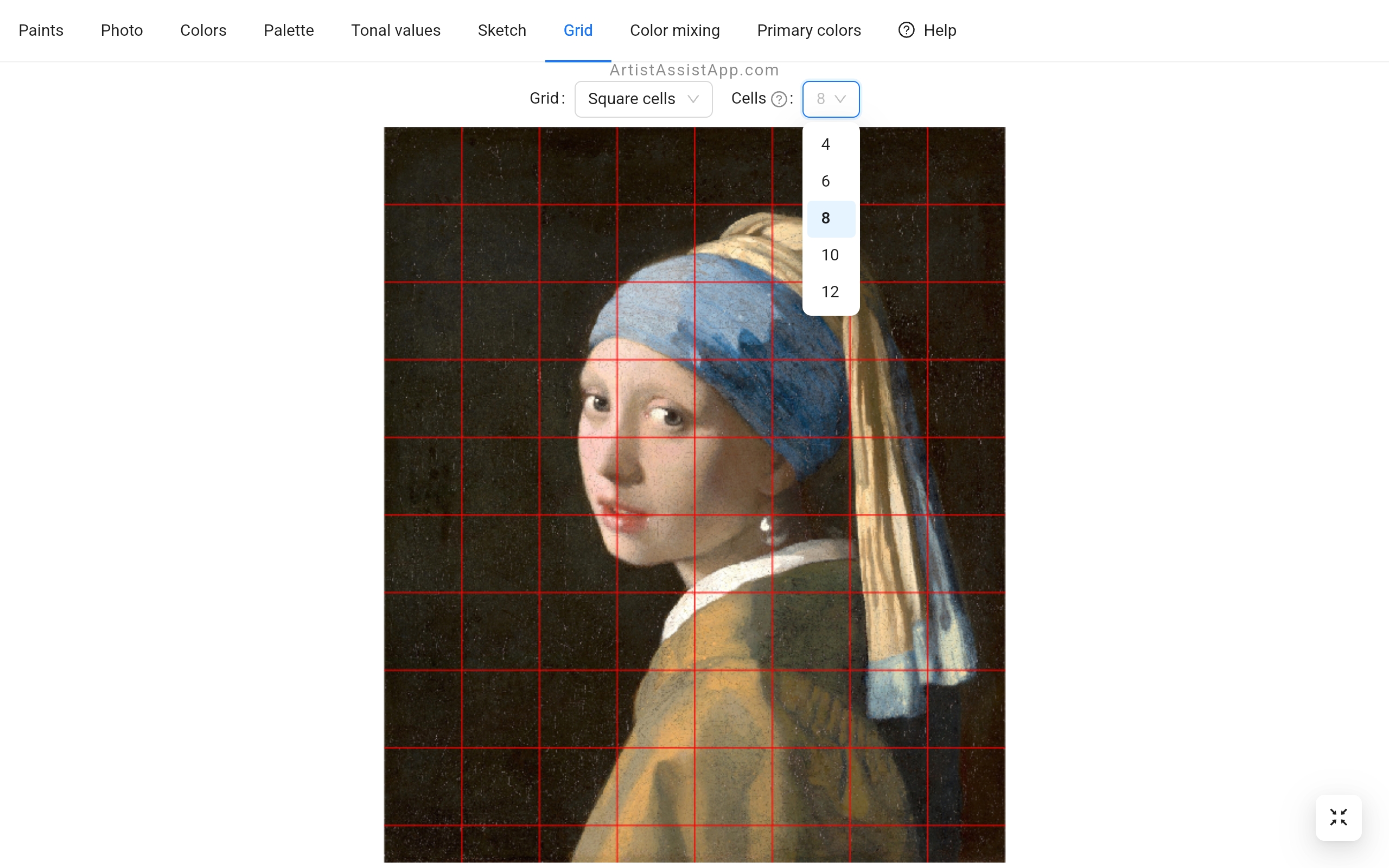 ArtistAssistApp ArtistAssistApp: drawing with a grid method (square grid)