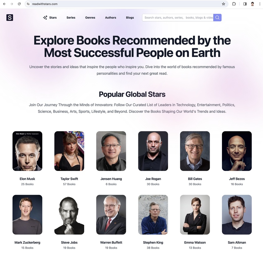 Read with Stars Landing Page