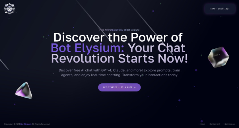 Bot Elysium Landing Page