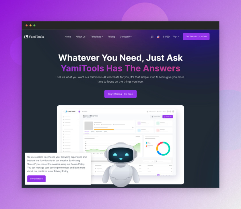 YamiTools Landing Page