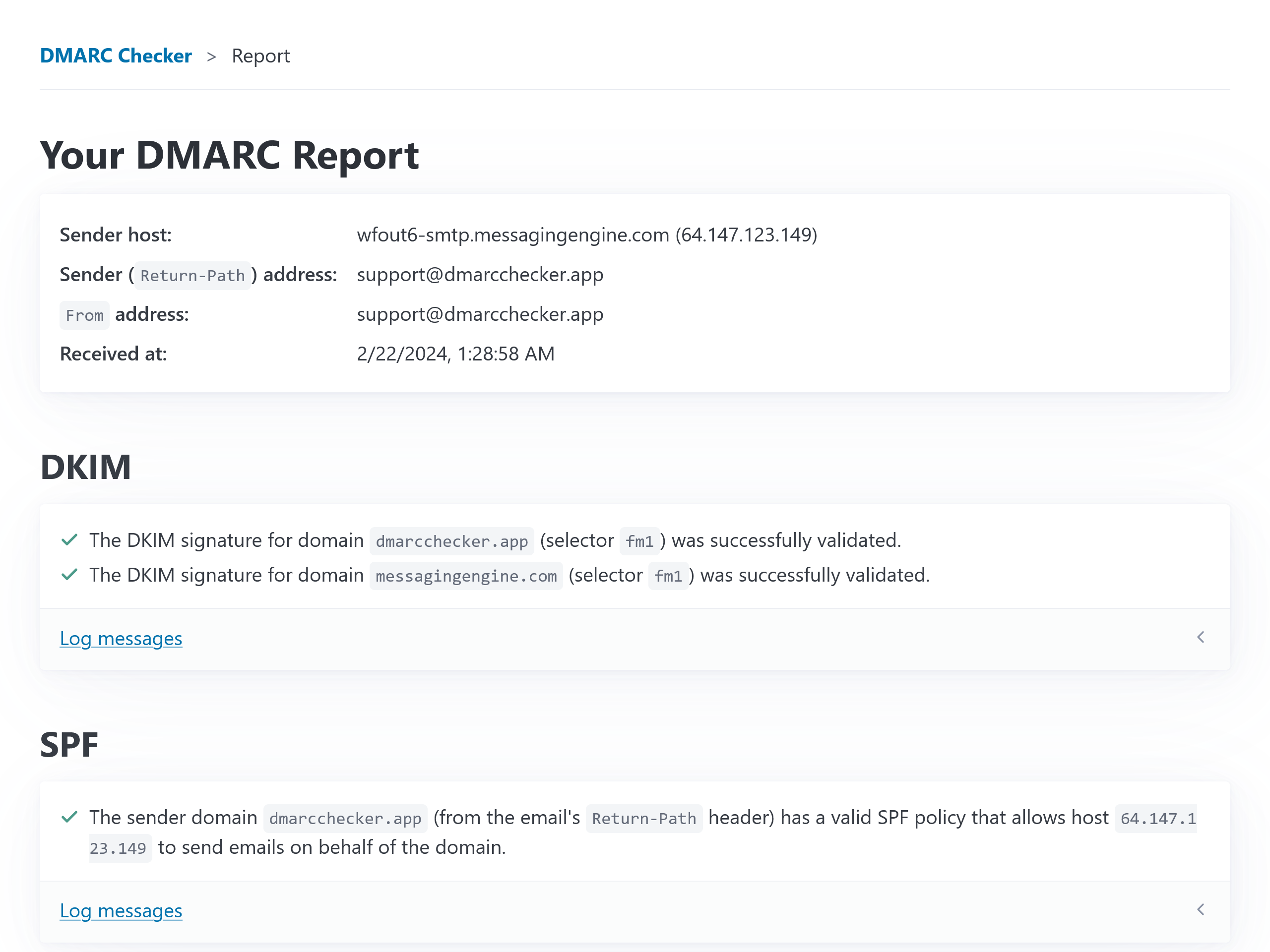 DMARC Checker App DMARC Report