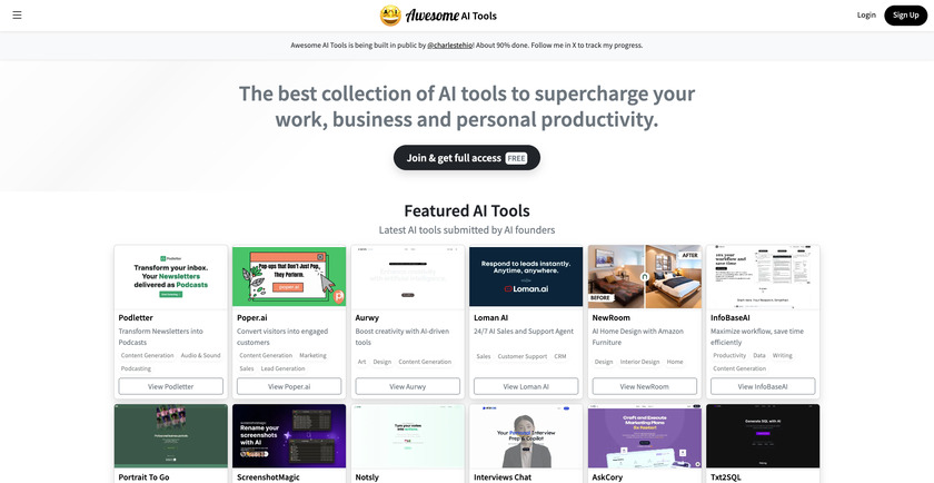 Awesome AI Tools Landing Page