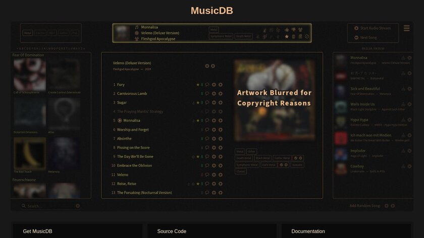 MusicDB Landing Page